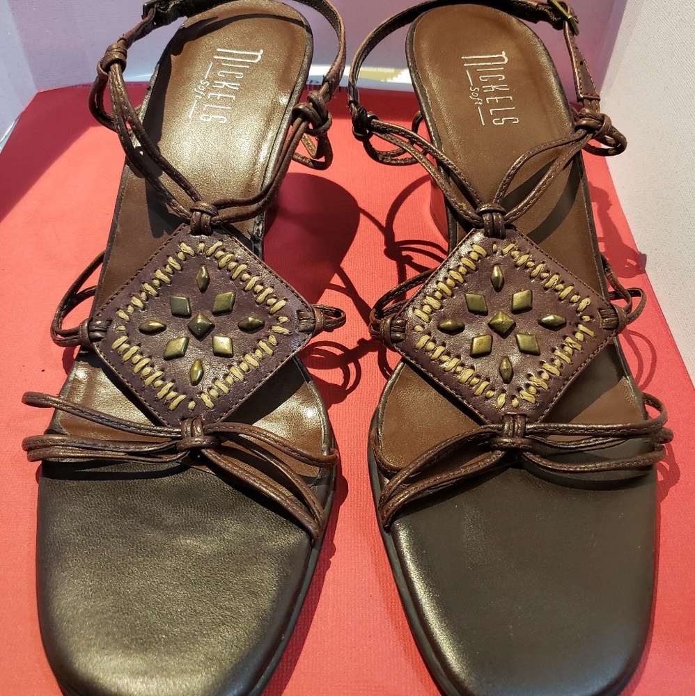 Sandles - Brown with tan leather - Wedges.